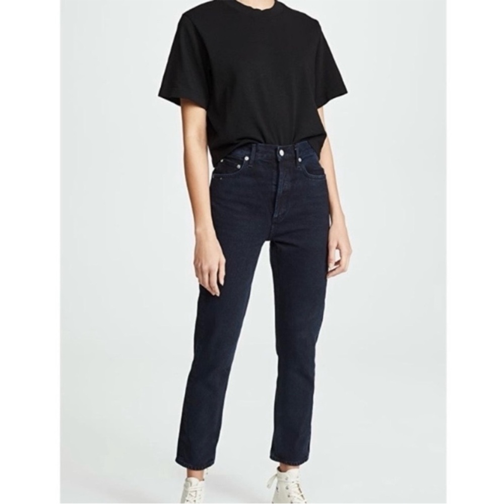 AGOLDE Riley High Rise Straight Crop Satellite Dark Wash Button Fly Sz 26